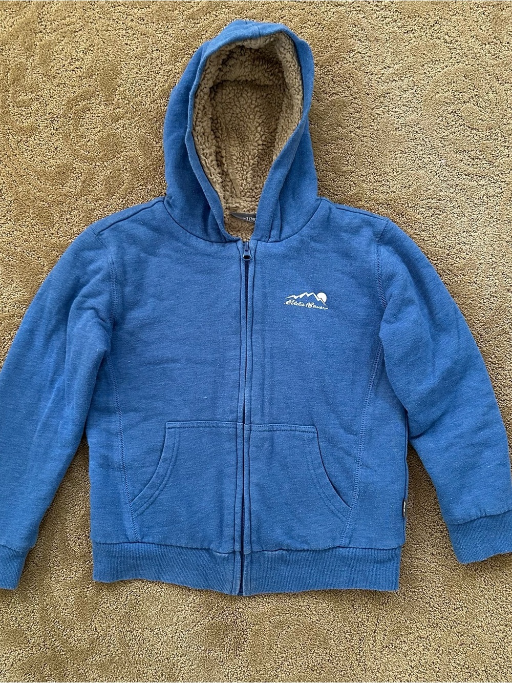 Eddie Bauer Blue Hooded Zip-Up Sweatshirt with Sherpa Lining